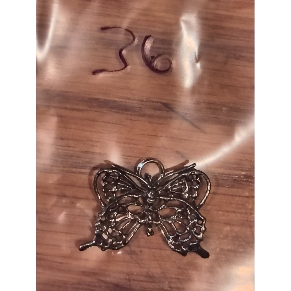 Filigree Butterfly Pendant Charm Gray Antique Silver Finish Unisex 925 Style